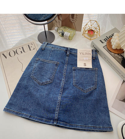 Retro casual denim high waist slim skirt fashion  5604