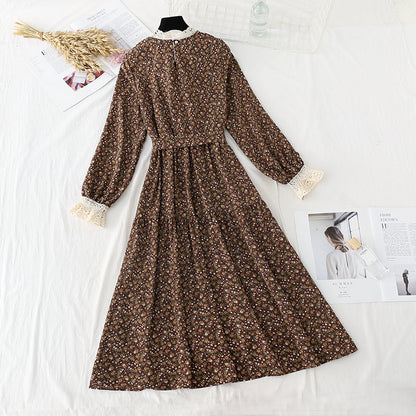 New floral dress women's aging lace up dress  4559
