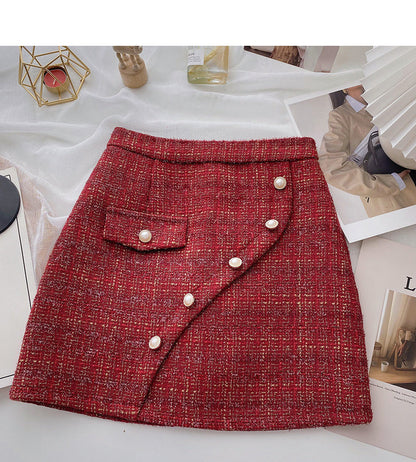 Small fragrance A-shaped skirt, irregular Hip Wrap Skirt  5359
