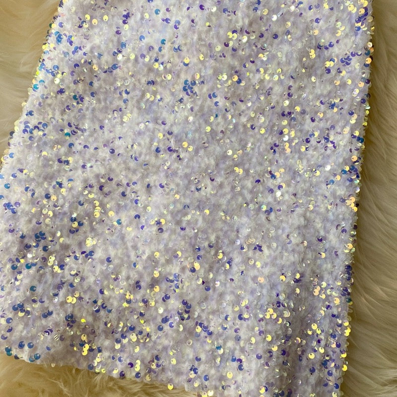 Shiny sequin skirt high waist bling blingA-line skirt  3720