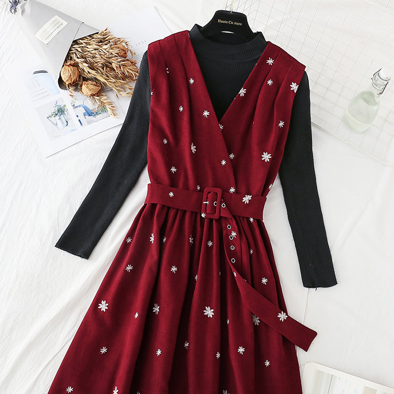 New dress autumn winter christmas fashion suit two-piece skirt  4799