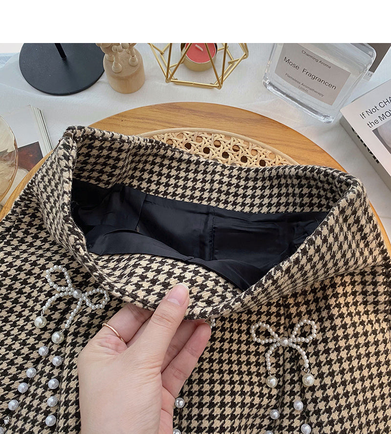 Pleated skirt shows thin fashion thousand bird check skirt  5288