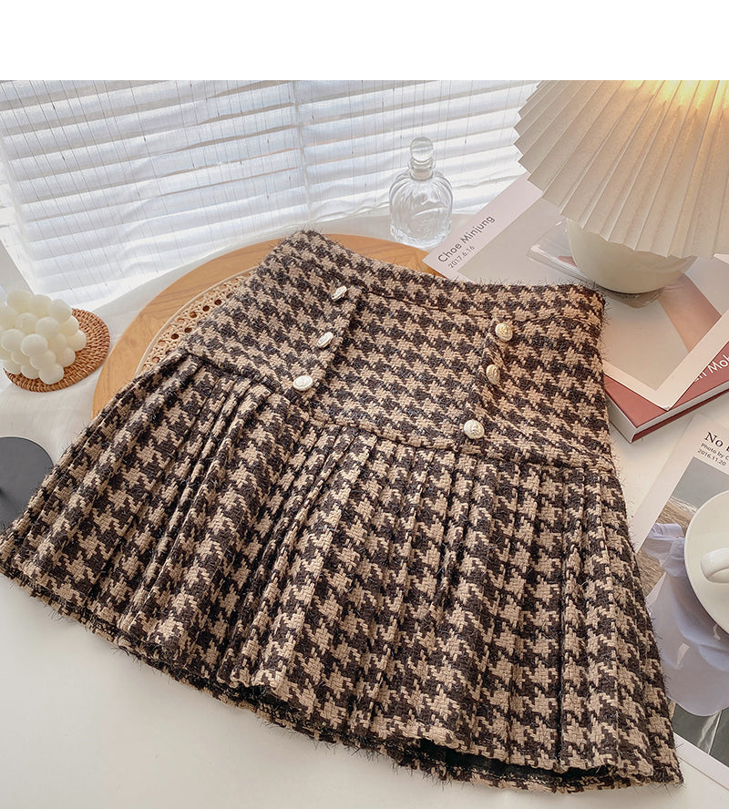 High waist A-line skirt fashion thousand bird pleated skirt  5295