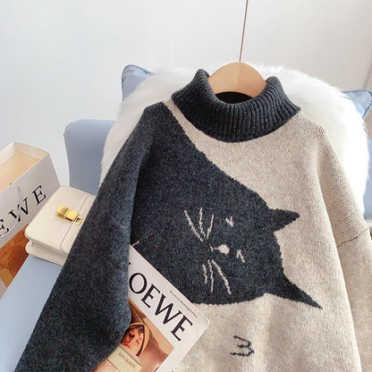 High neck sweater lazy coat versatile bottomed Shirt Top  5104