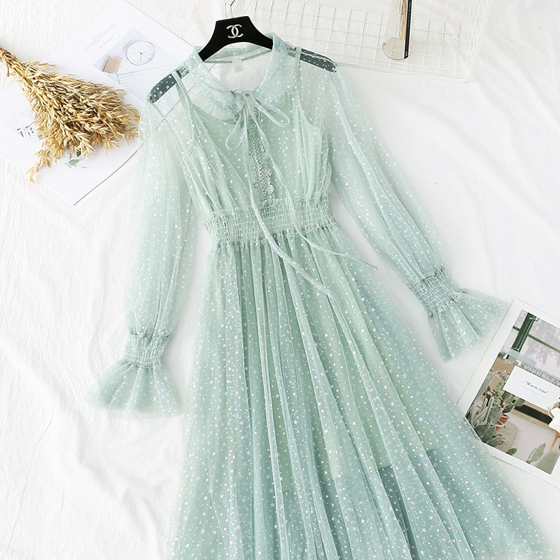 Fairy mesh dress retro colorful stars  3941