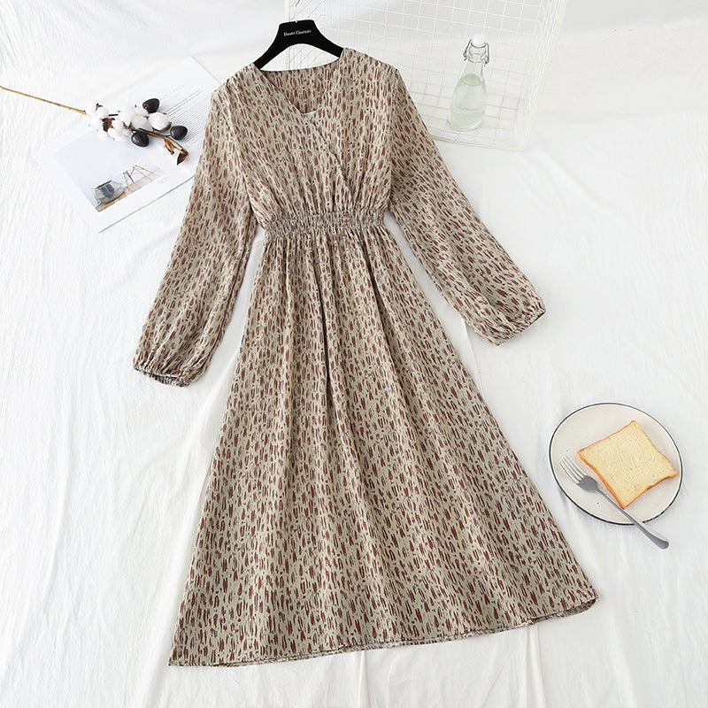Slim inside with bottomed skirt long sleeve slim Chiffon Skirt  4831