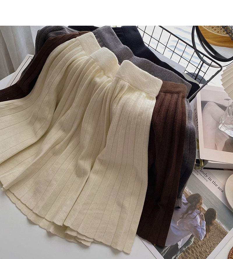 Pleated skirt, women's design, versatile knitted skirt  5271