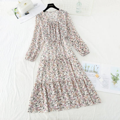 Chiffon floral dress shows thin Daisy dress  3877