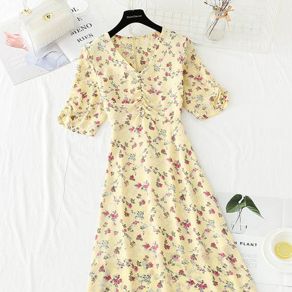 French retro first love sweet floral skirt temperament small skirt  4897