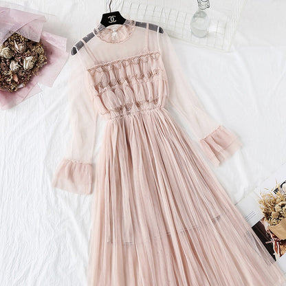 Fairy mesh sling bottomed long skirt two-piece set super xiansen series  4362