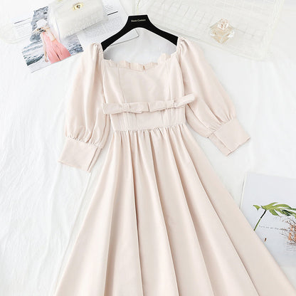 French square neck dress design sense of minority skirt  4207