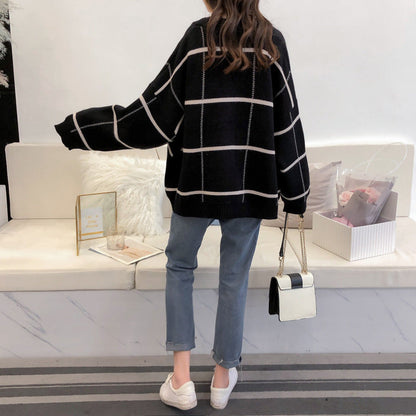 Harajuku sweater cardigan Plaid loose and versatile  4913