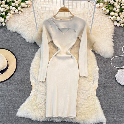 Fashion open chest sexy knitted dress  3754