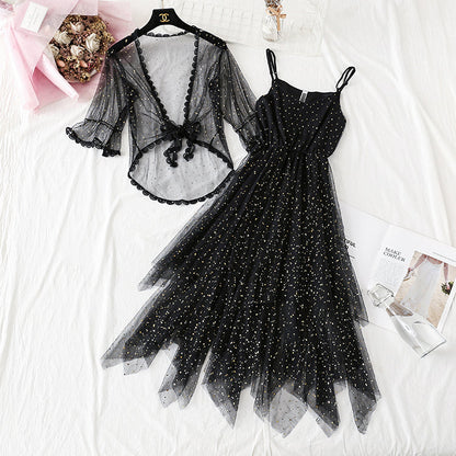 Super xiansen sweet suspender long skirt suit  4322