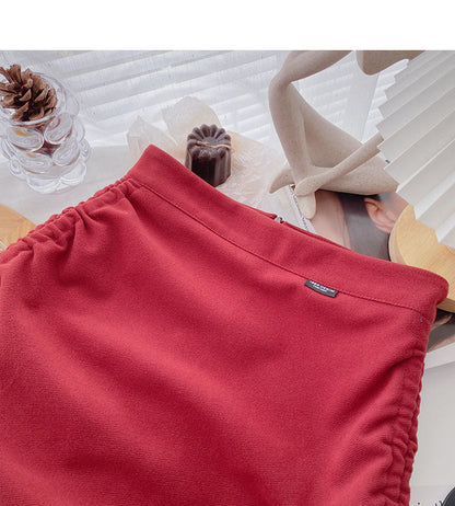High waist hip wrap design, personalized slim drawstring A-line skirt  5398