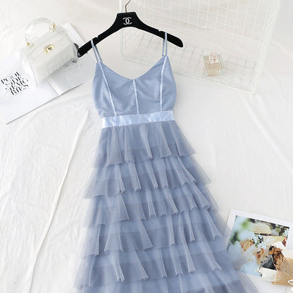The new waist is slim, and the mesh cake skirt is long  4389
