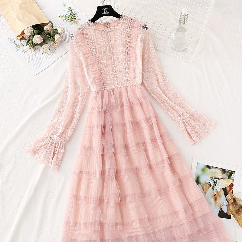 Xianqi lace mesh dress super xiansen Princess cake skirt  3813