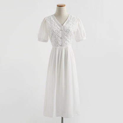 French design pleated bubble sleeve skirt  4278