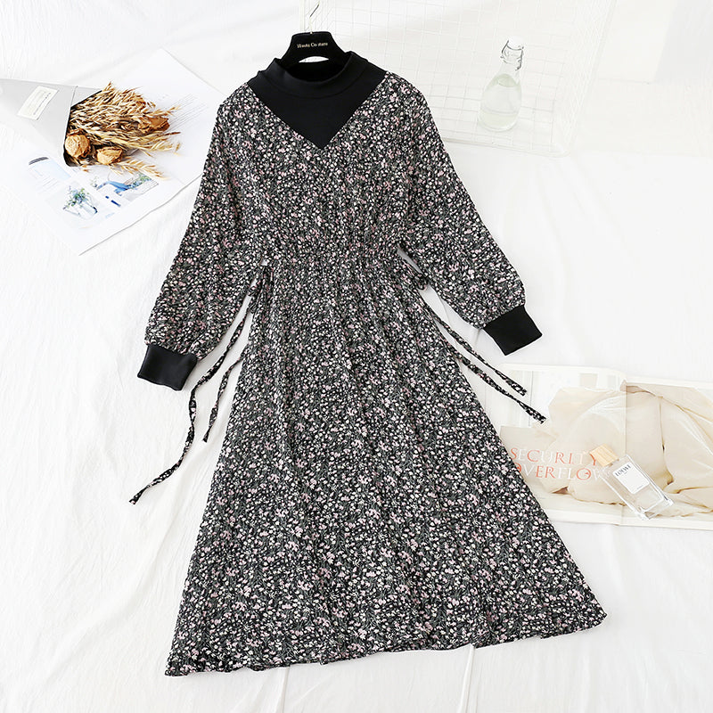 New stitching slim fake two-piece bottomed skirt  4058