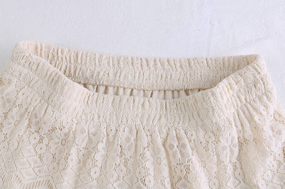 Hollow Splicing Mesh Skirt, High Waist Skirt  3685