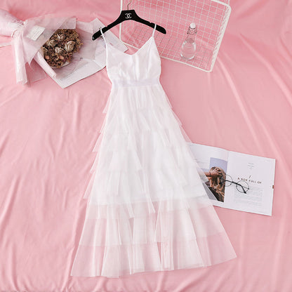 The new waist is slim, and the mesh cake skirt is long  4110