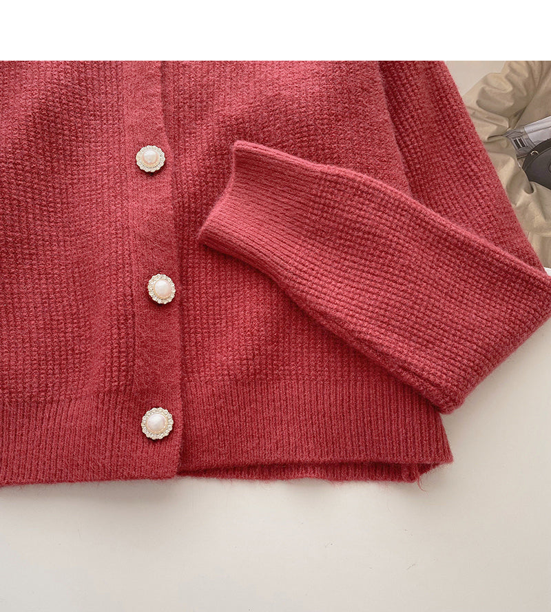 Vintage round neck single breasted knitted sweater  6174