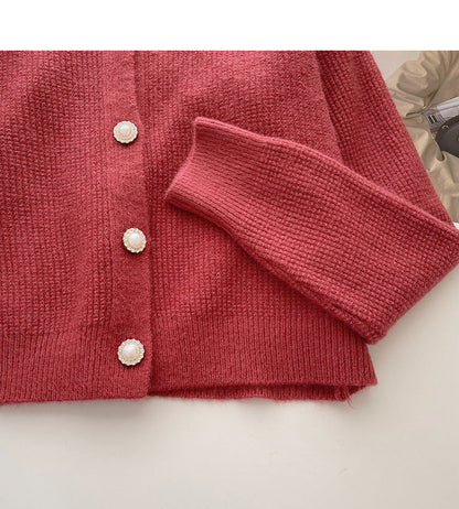 Vintage round neck single breasted knitted sweater  6174