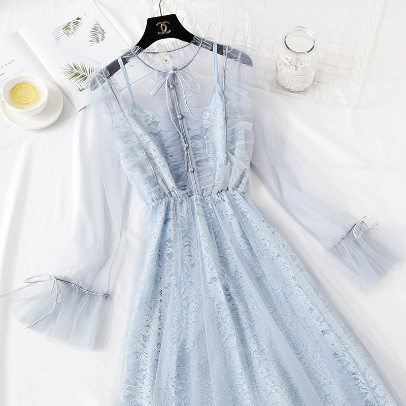Minority French retro doll dress with lace dress  4324