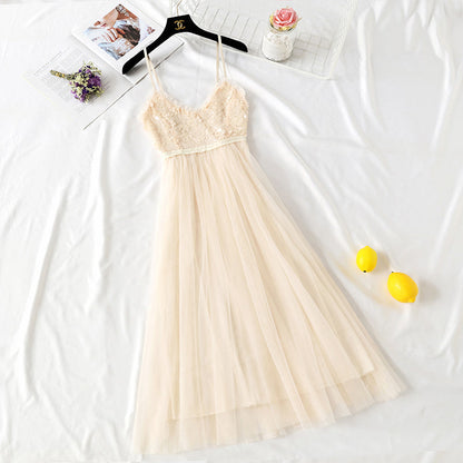 Knee length Sequin gauze skirt  4100