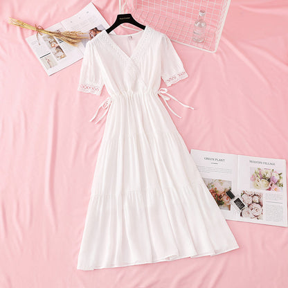 The new French retro waist shows thin temperament, fairy long skirt  4610