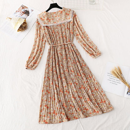French retro lace doll collar floral skirt  4036
