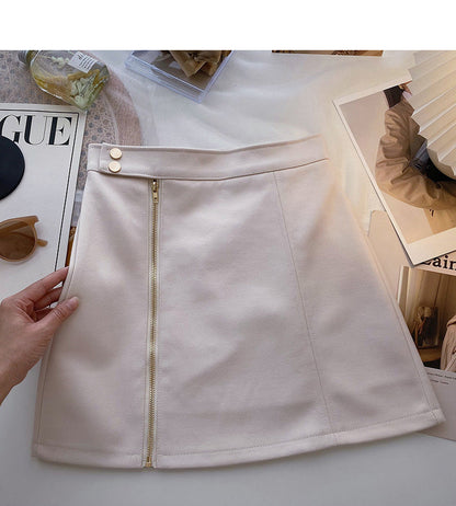 Slim design zipper high waist skirt  5375