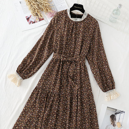 New floral dress women's aging lace up dress  4559