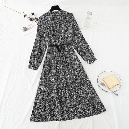 Korean Chiffon V-neck Floral Dress  4784