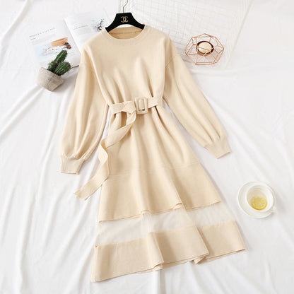 French Vintage skirt bottomed knitted dress  4326