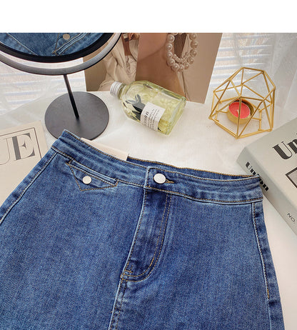 Retro casual denim high waist slim skirt fashion  5401