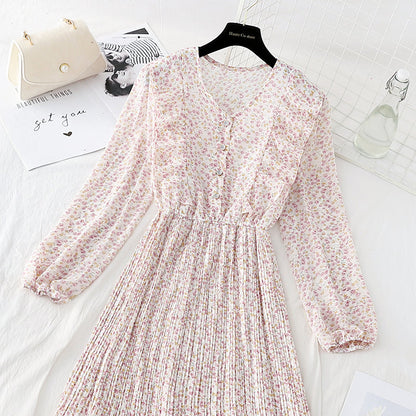 New Ruffle Chiffon Dress pleated skirt  4079