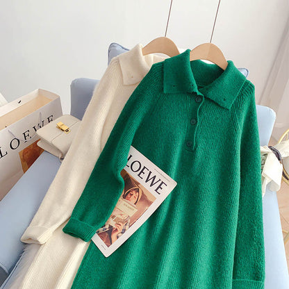 Loose, slim, lazy, wind backed wool dress  5011