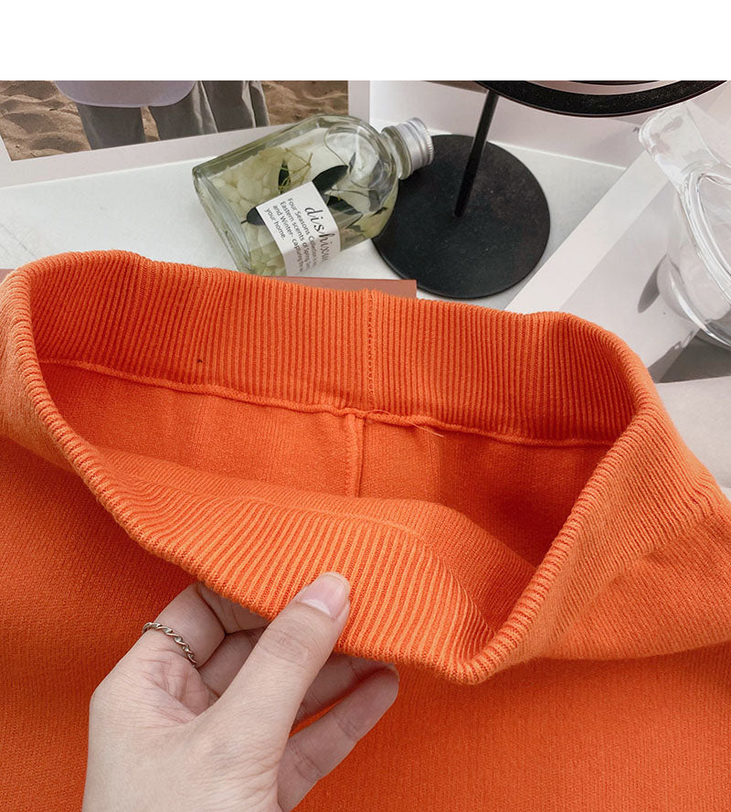 Fashion temperament solid color high waist split A-line skirt  5759