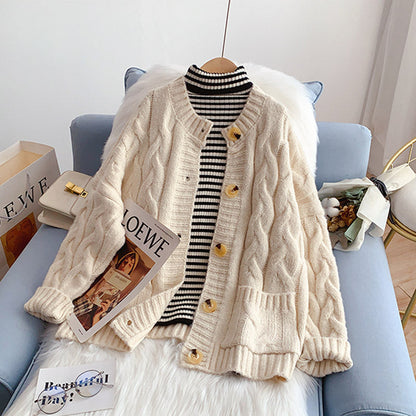 Retro twist sweater coat Korean top  5036