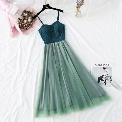 Super xiansen retro wisdom smoked French Platycodon skirt  4458