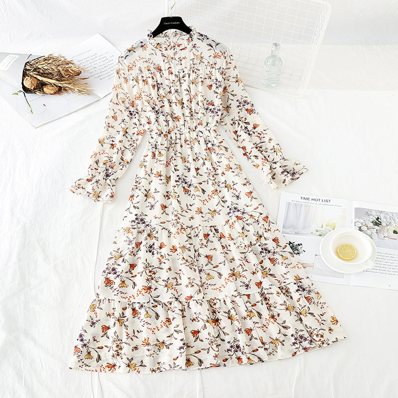 French retro floral Platycodon grandiflorum skirt, knee length skirt  3857