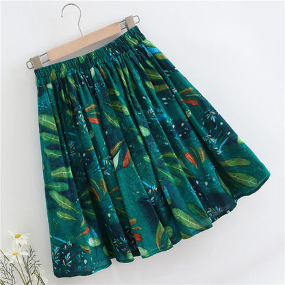 Spring and summer, A-line skirt, high waist little floral skirt  3585