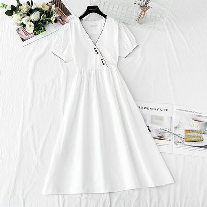 New tea break waist Cotton Linen Skirt long A-line skirt  4253
