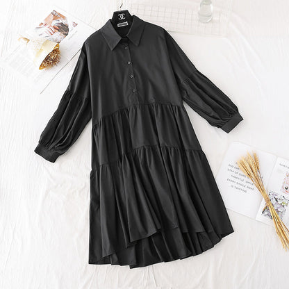 Personalized shirt dress women's light mature style loose and slim style  4496