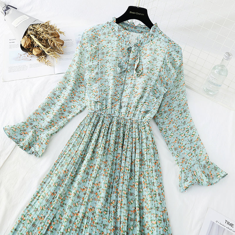 Vintage chiffon skirt with slim waist and ruffle edge  3840