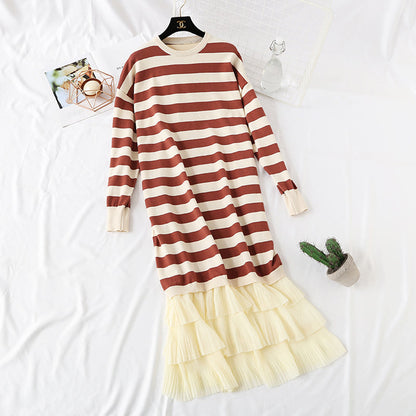 Super loose stripe knit dress  4445