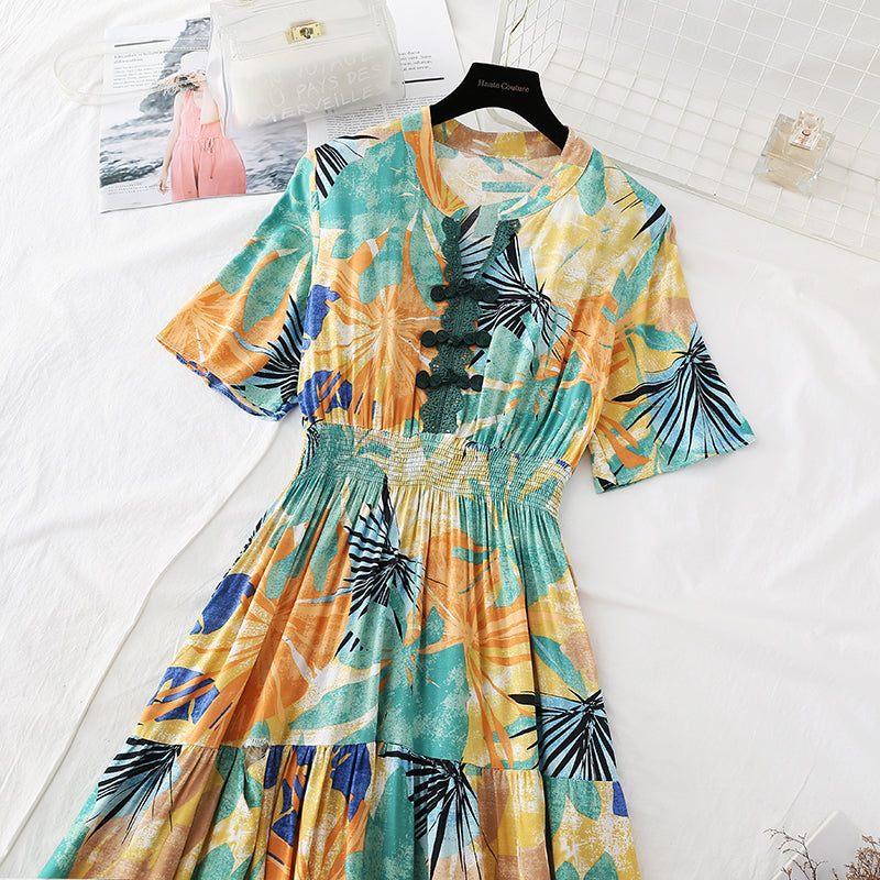 Korean skirt loose and thin temperament gentle long skirt  4211