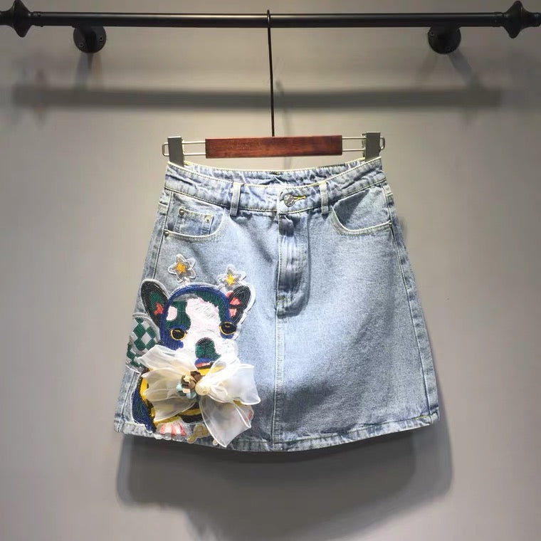 High waist jeans skirt, new style, big size, chic, versatile, A line skirt  3559