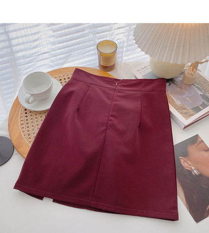 The new Korean fashion retro pleated and forked slim Hip Wrap Skirt  5356
